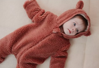 Little Dutch salopeta captusita cu gluga 0-12 luni Teddy Pink Blush