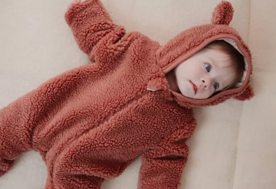 Little Dutch salopeta captusita cu gluga 0-12 luni Teddy Pink Blush