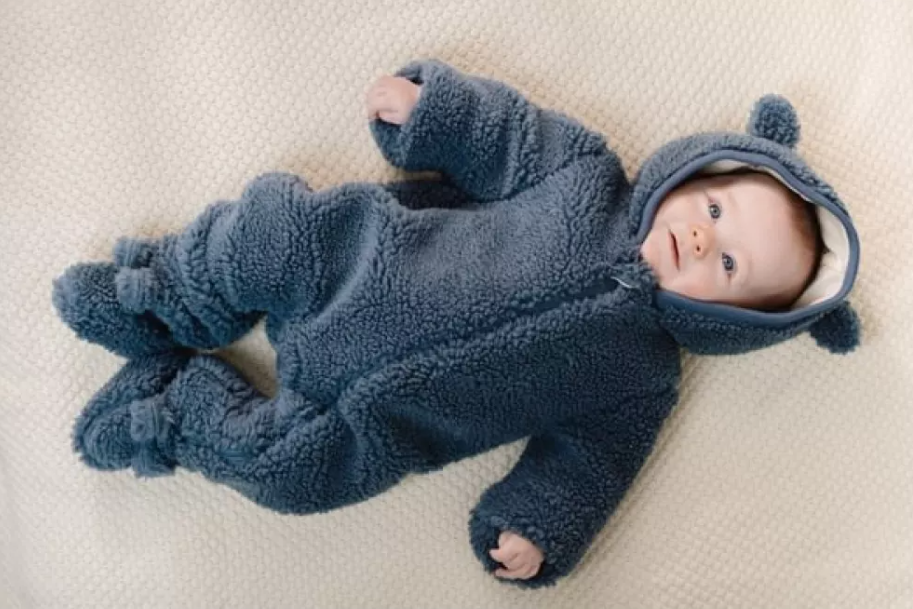 Little Dutch salopeta captusita cu gluga 0-12 luni Teddy Stone Blue