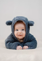 Little Dutch salopeta captusita cu gluga 0-12 luni Teddy Stone Blue