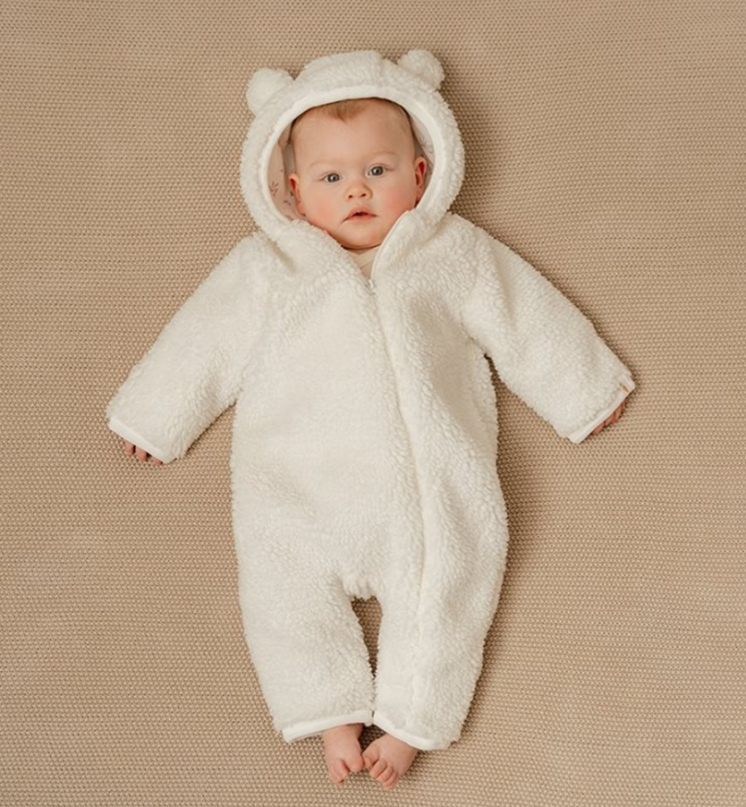 Little Dutch salopeta captusita cu gluga 0--12 luni Baby Bunny Off white