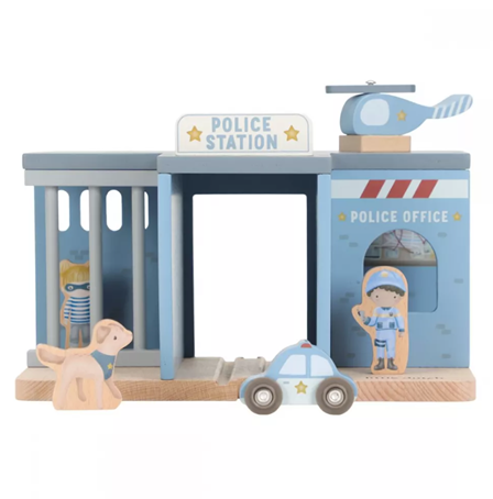 Little Dutch sectie de politie cu figurine din lemn FSC 2 ani+ Blue