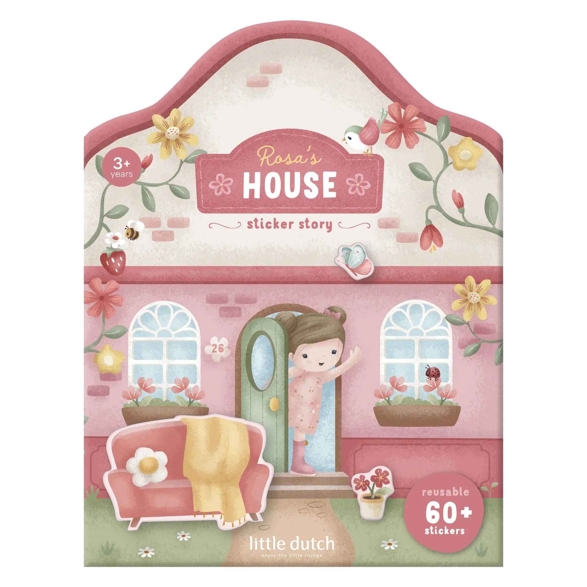 Little Dutch set 60 de autocolante reutilizabile 3 ani+ Rosa