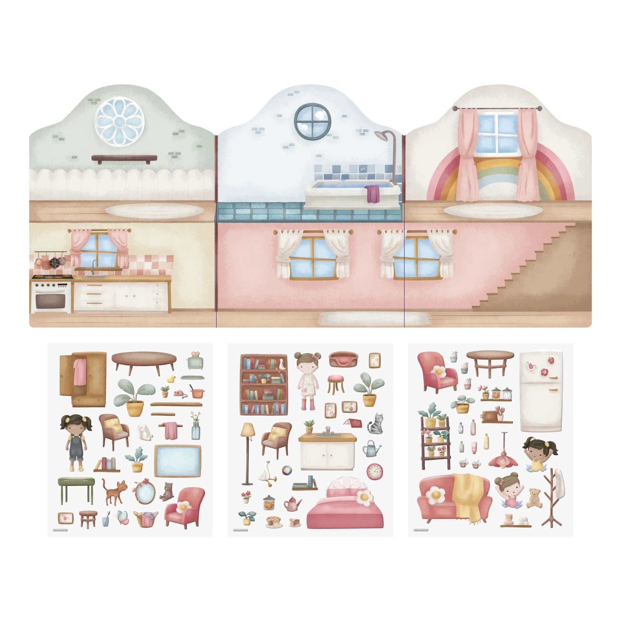 Little Dutch set 60 de autocolante reutilizabile 3 ani+ Rosa
