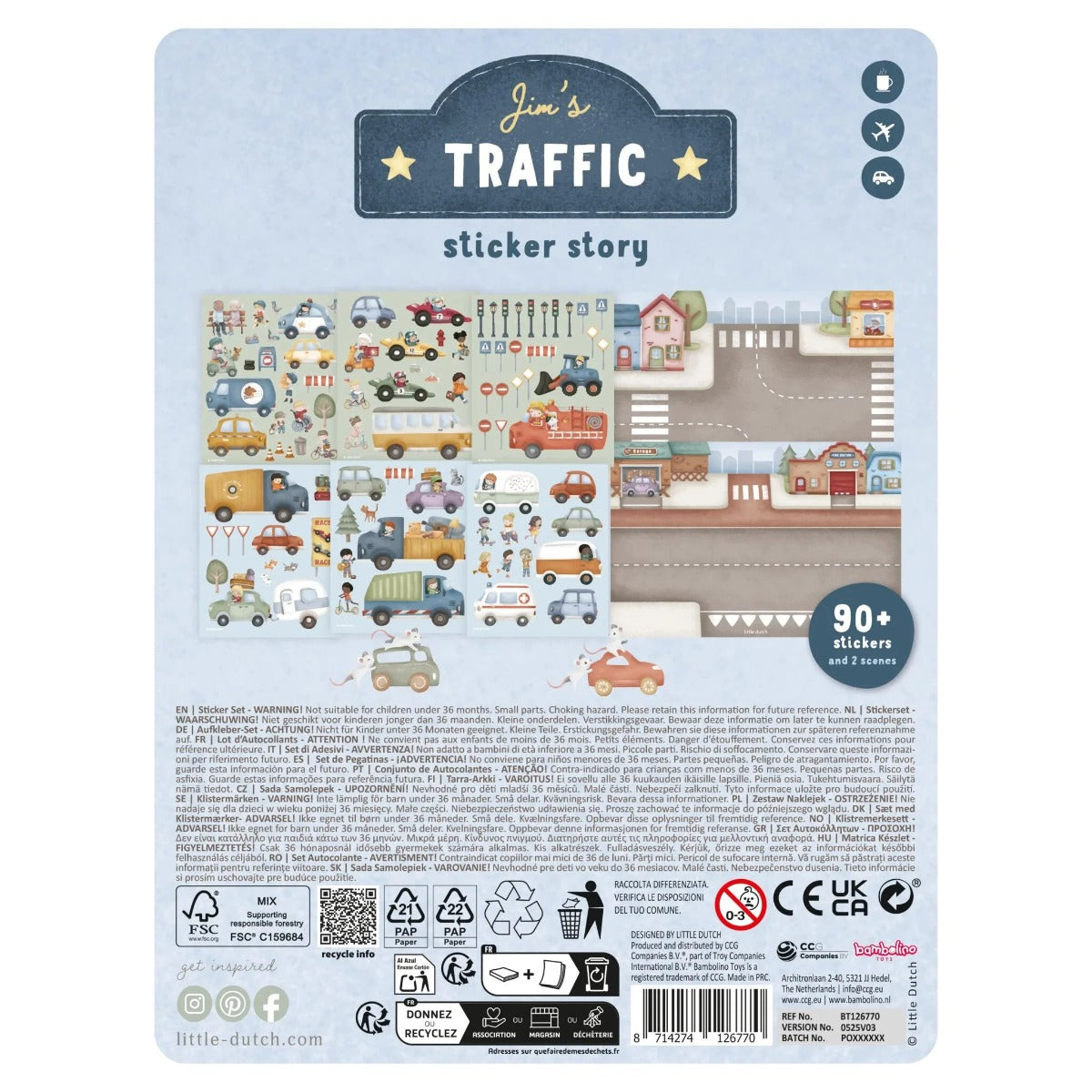 Little Dutch set autocolante 90 piese 3 ani+ Traffic Jim