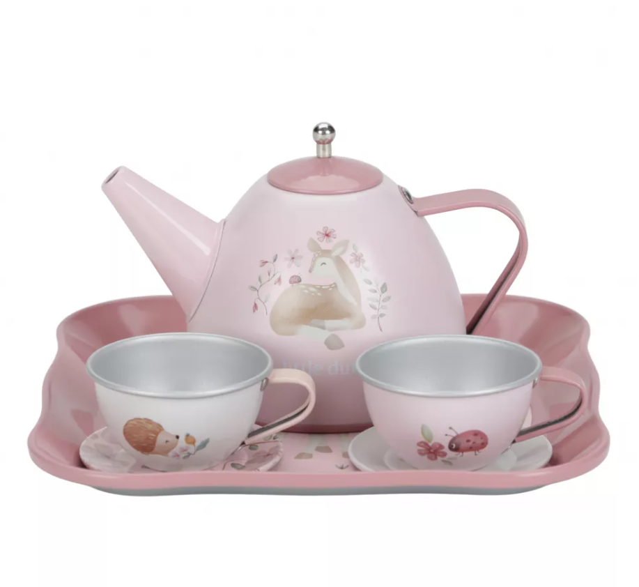 Little Dutch set metalic pentru ceai in cutie cu maner 3 ani+ Fairy Garden