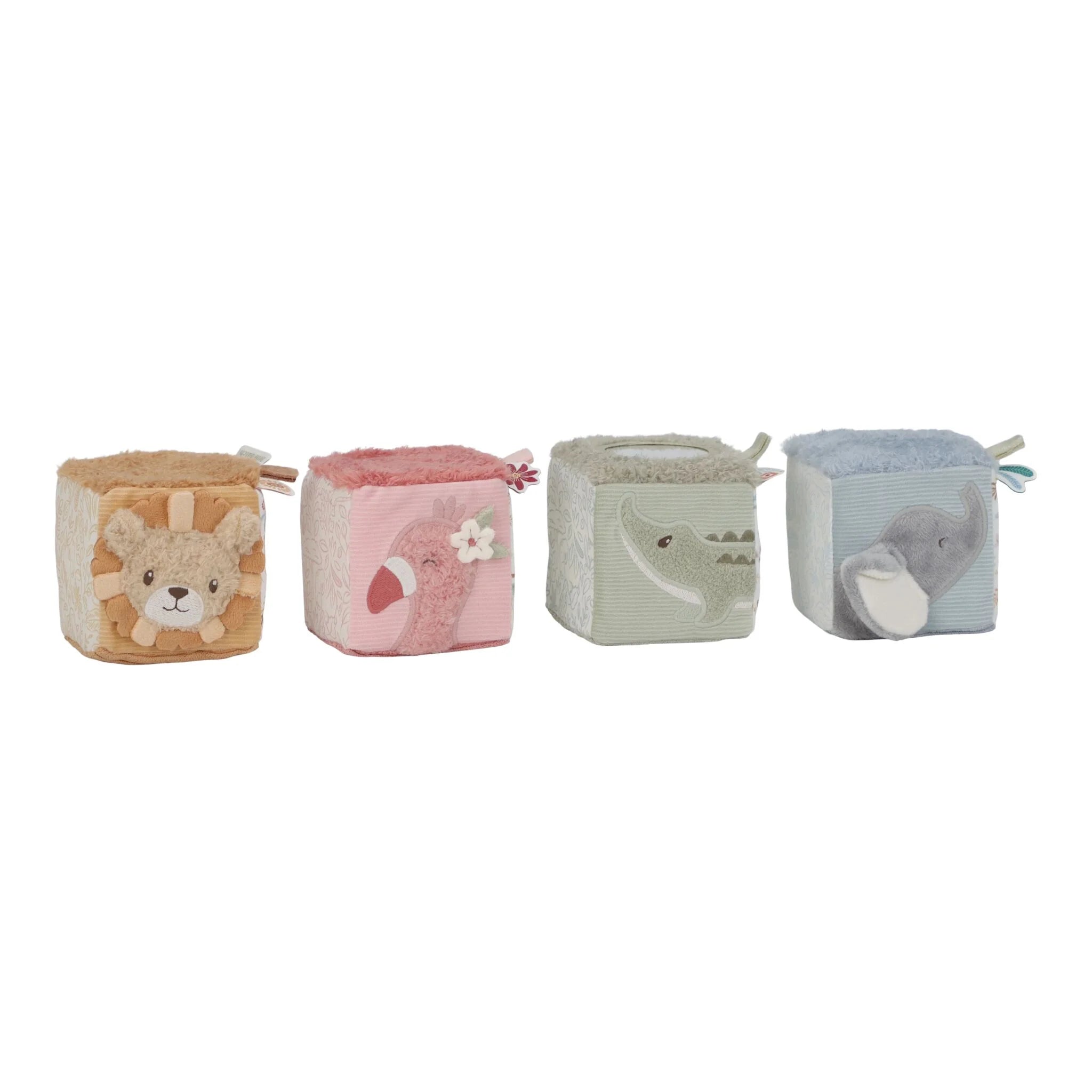 Little Dutch set de 4 cuburi senzoriale 0m+ Safari Friends