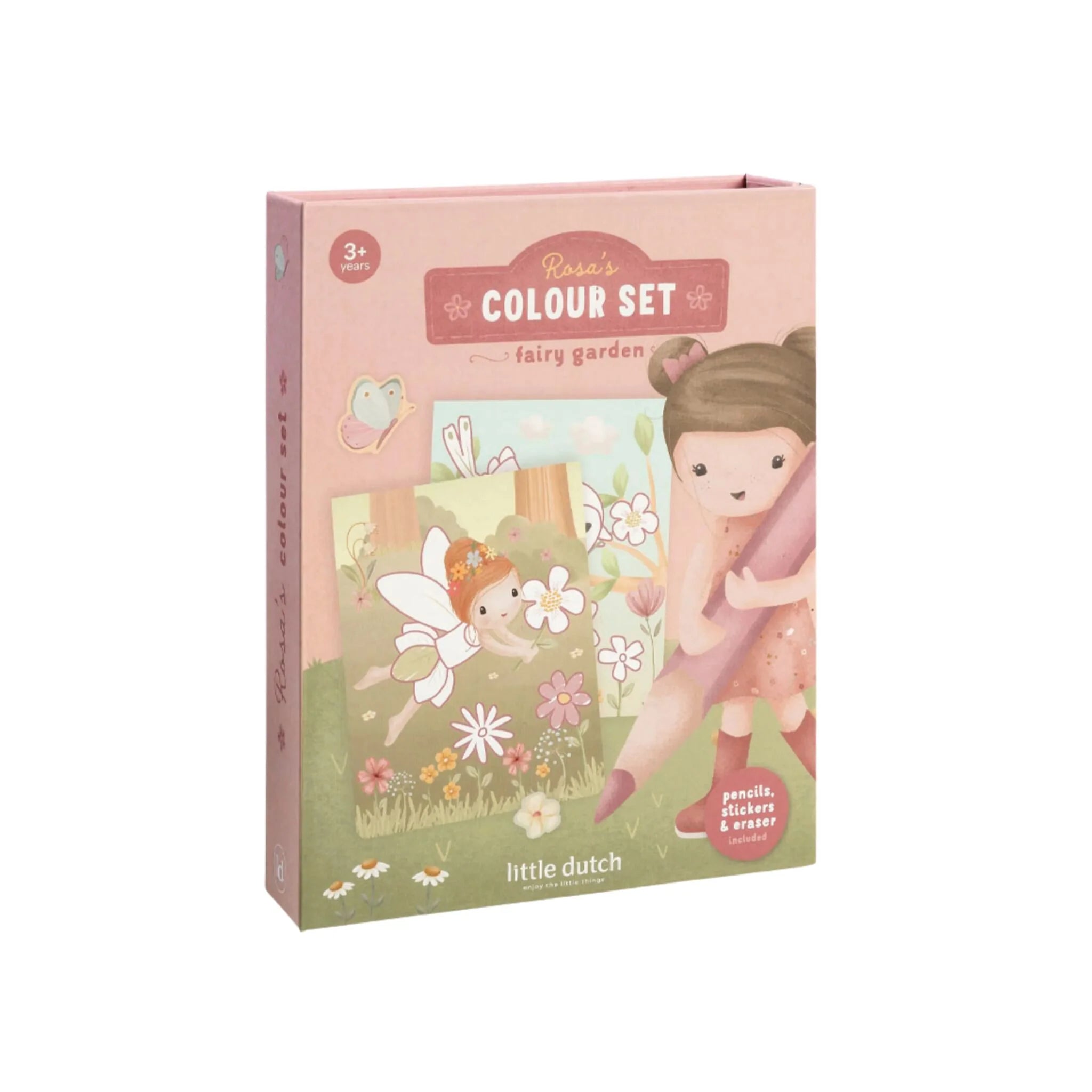 Little Dutch set de colorat cu carte, creioane si stickere 3 ani+ Fairy Garden Rosa