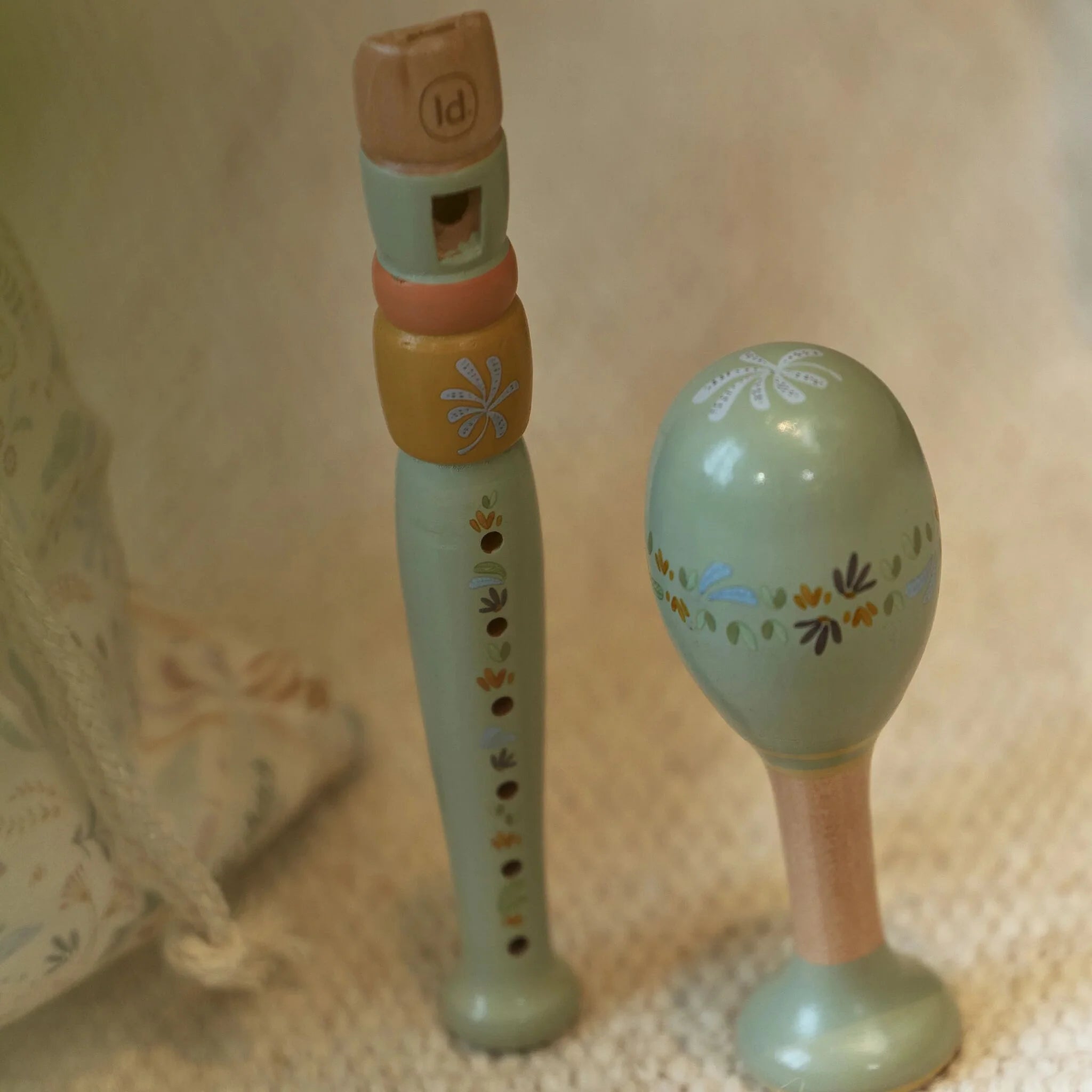 Little Dutch set de instrumente muzicale din lemn FSC  3 ani+ Safari Friends Green