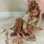 Little Dutch set de instrumente muzicale din lemn FSC  3 ani+ Safari Friends Pink