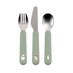 Little Dutch set tacamuri inox pentru copii 3 piese 12m+ Little Farm Green