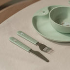 Little Dutch set tacamuri inox pentru copii 3 piese 12m+ Little Farm Green