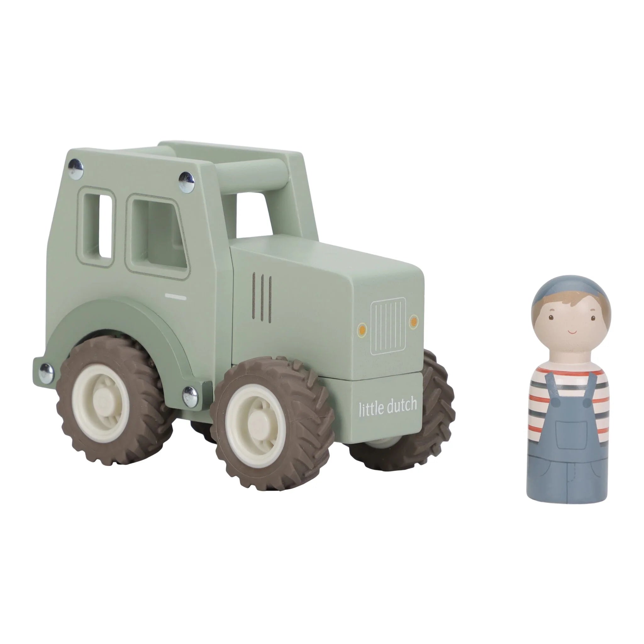 Little Dutch tractor din lemn SFC cu fermier 18m+ Green Imagine principală a produsului