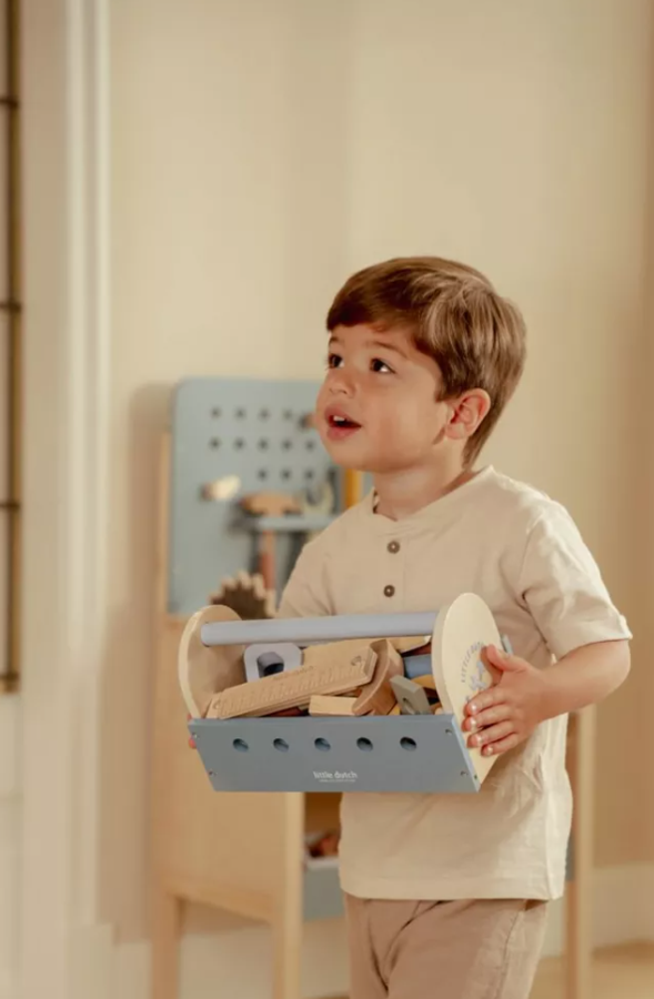 Little Dutch trusa de scule din lemn FSC 3 ani+ Blue
