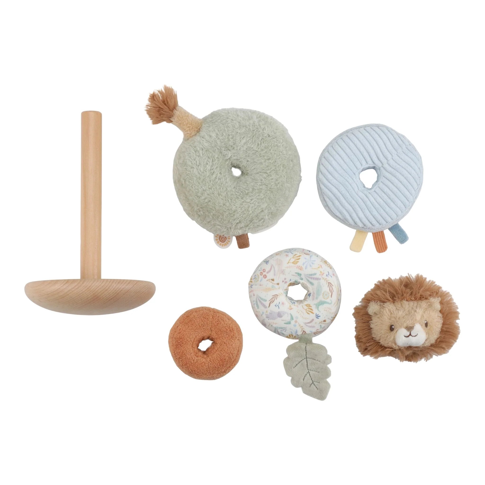 Little Dutch turn de stivuire din lemn si textile 12m+ Safari Friends Leu