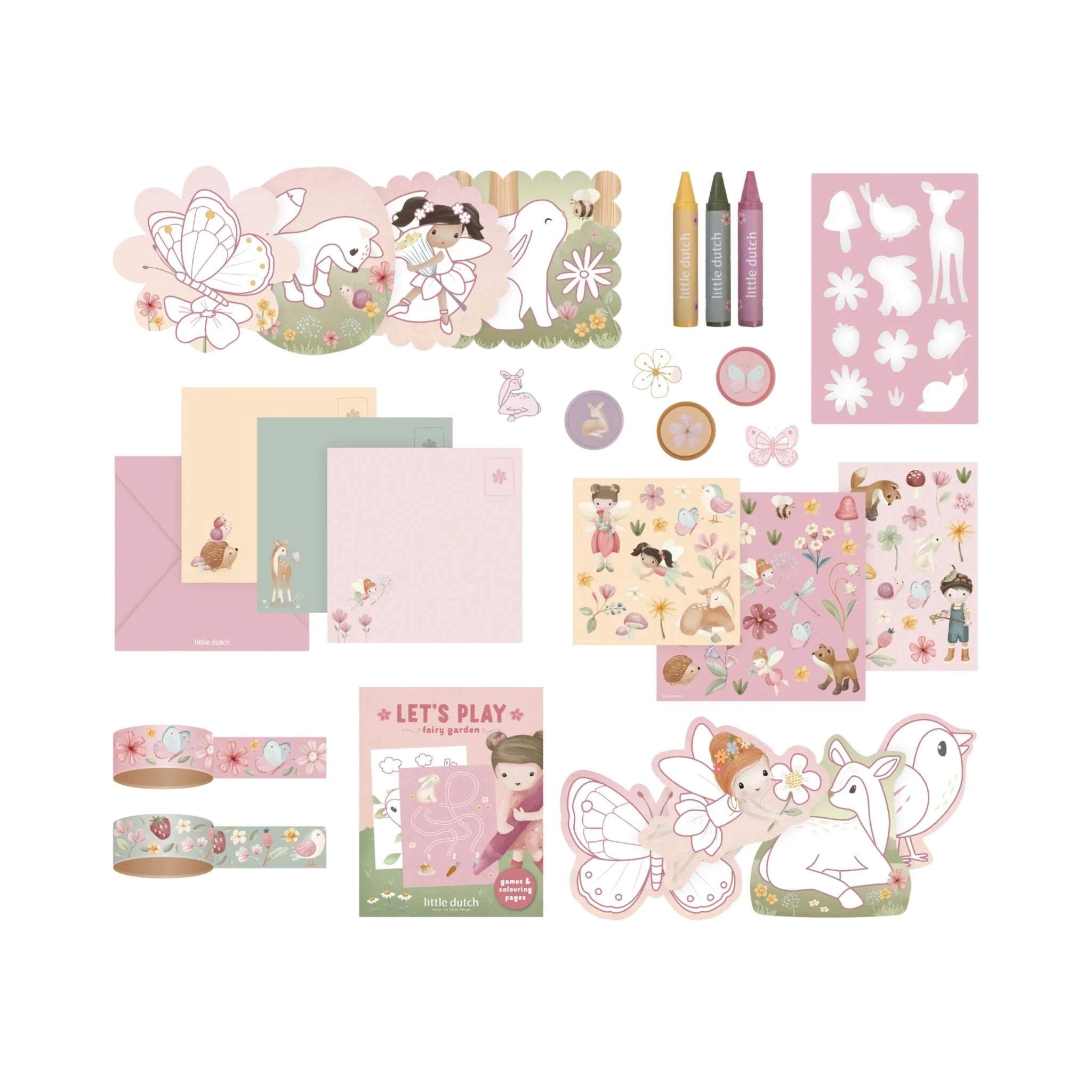 Little Dutch valiza cu activitati creative 3 ani+ Rosa Fairy Garden