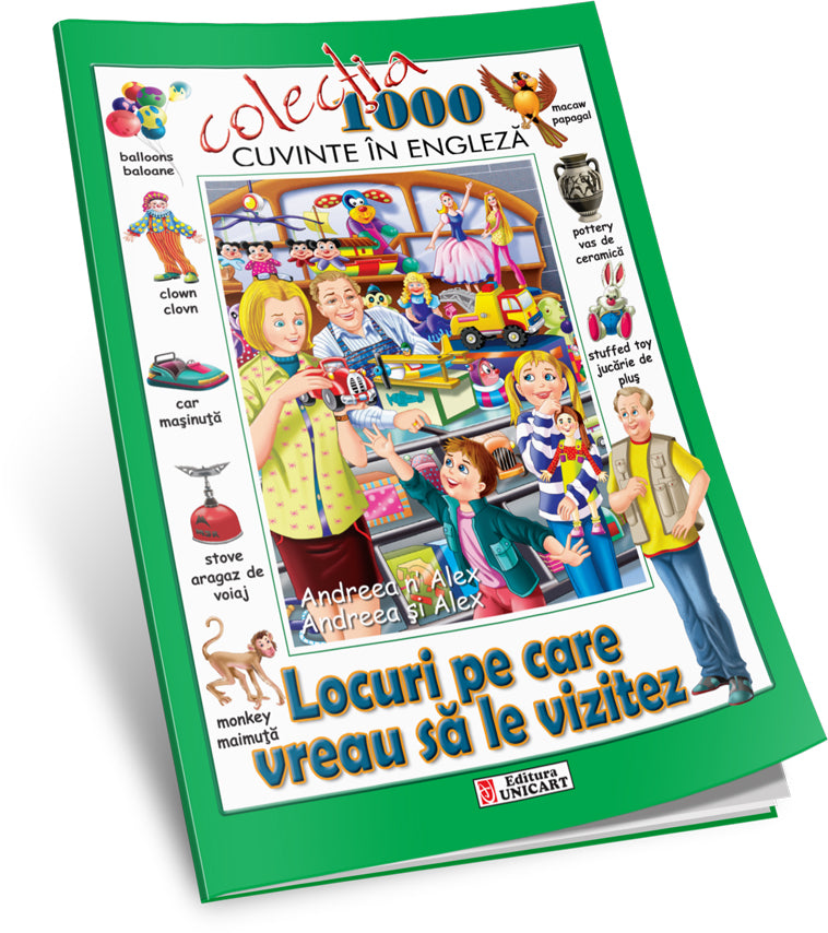 Unicart Carte 1000 de cuvinte in engleza 3ani+ Locuri pe care veau sa le vizitez