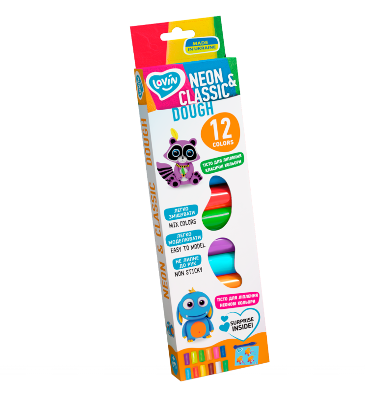 Lovin set plastilina cu 12 culori 3 ani+ Neon&Classic Imagine principală a produsului