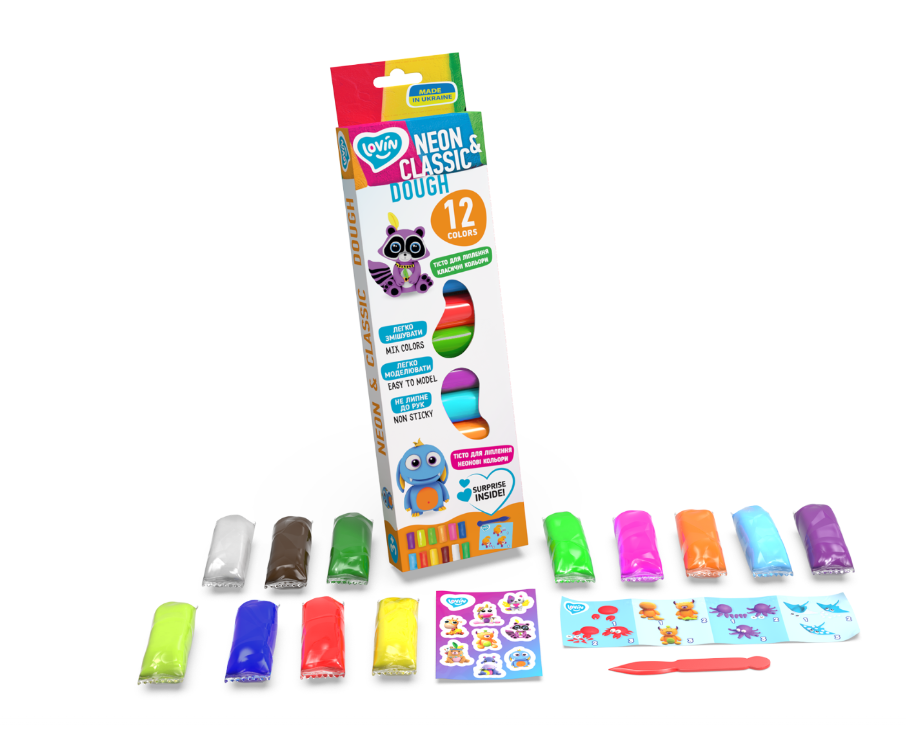 Lovin set plastilina cu 12 culori 3 ani+ Neon&Classic