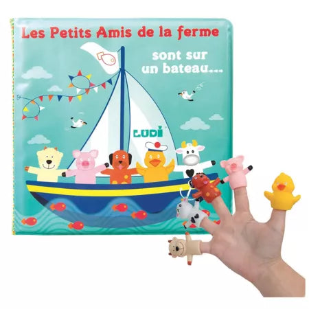 Ludi set jucarie de baie carte si marionete pentru degete 10m+