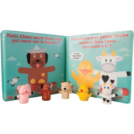 Ludi set jucarie de baie carte si marionete pentru degete 10m+