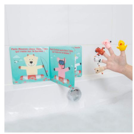 Ludi set jucarie de baie carte si marionete pentru degete 10m+