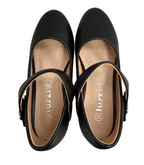 Luszi balerini fete cu toc mic si bareta cu floare 30-36 Black