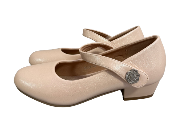 Luszi balerini fete cu toc mic si bareta cu floare 30-36 Pink Imagine principală a produsului