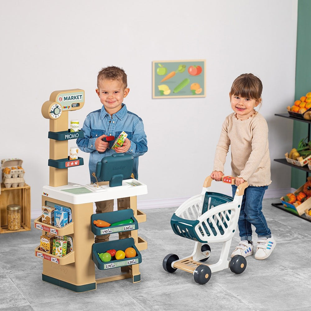 Smoby magazin pentru copii Market cu 34 accesorii 3 ani+