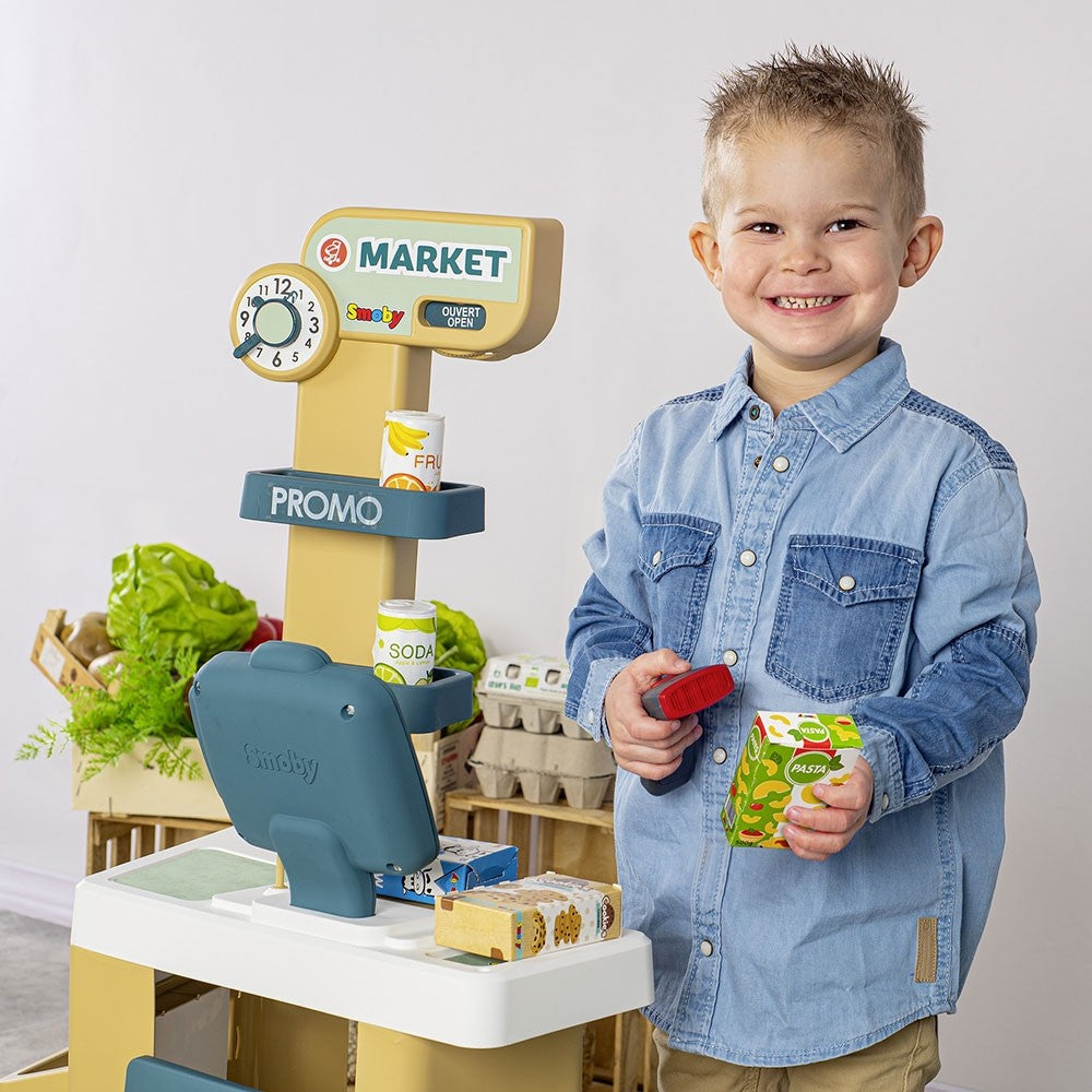 Smoby magazin pentru copii Market cu 34 accesorii 3 ani+