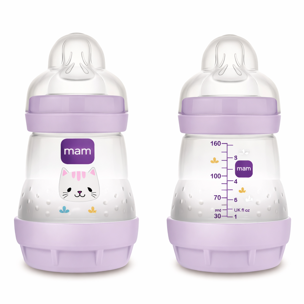 MAM biberon anti-colic 160 ml  0m+ Mov cu pisica Imagine principală a produsului