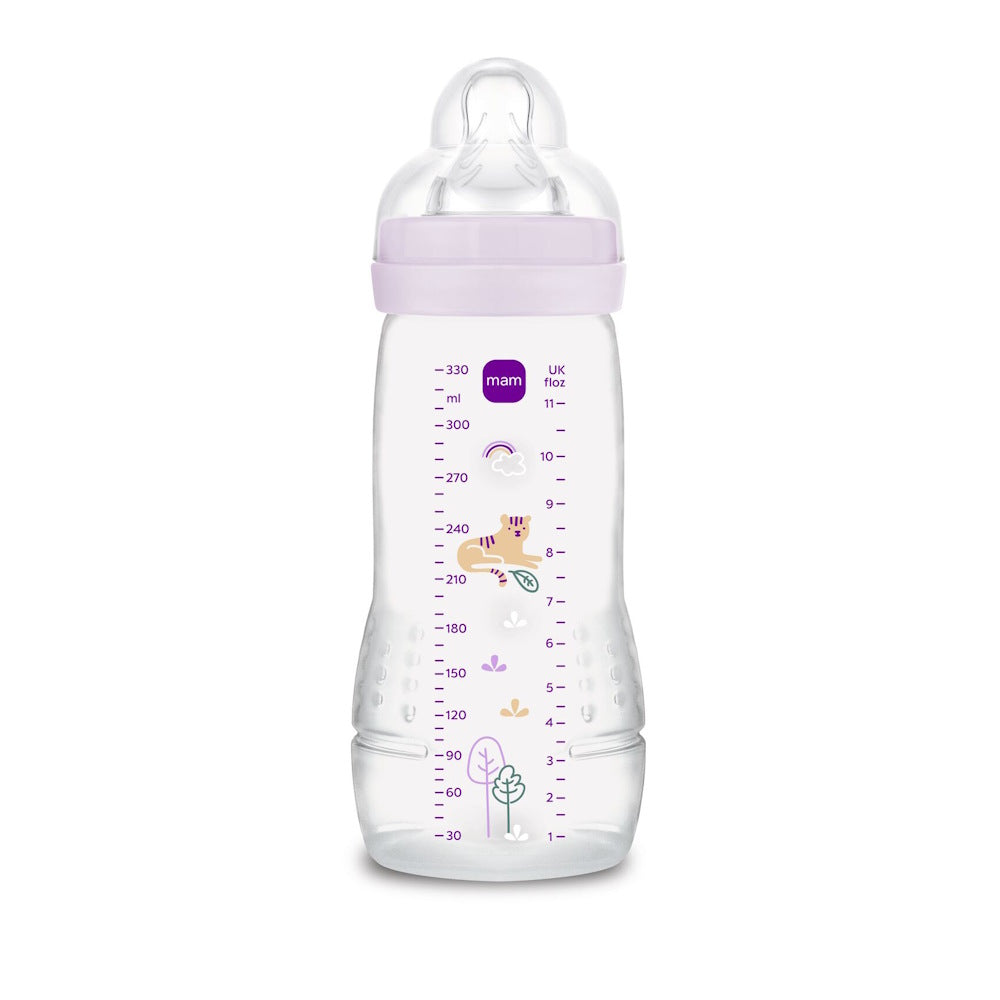 MAM biberon anti-colic Easy Active 330 ml 4m+ Girl Mov cu tigru