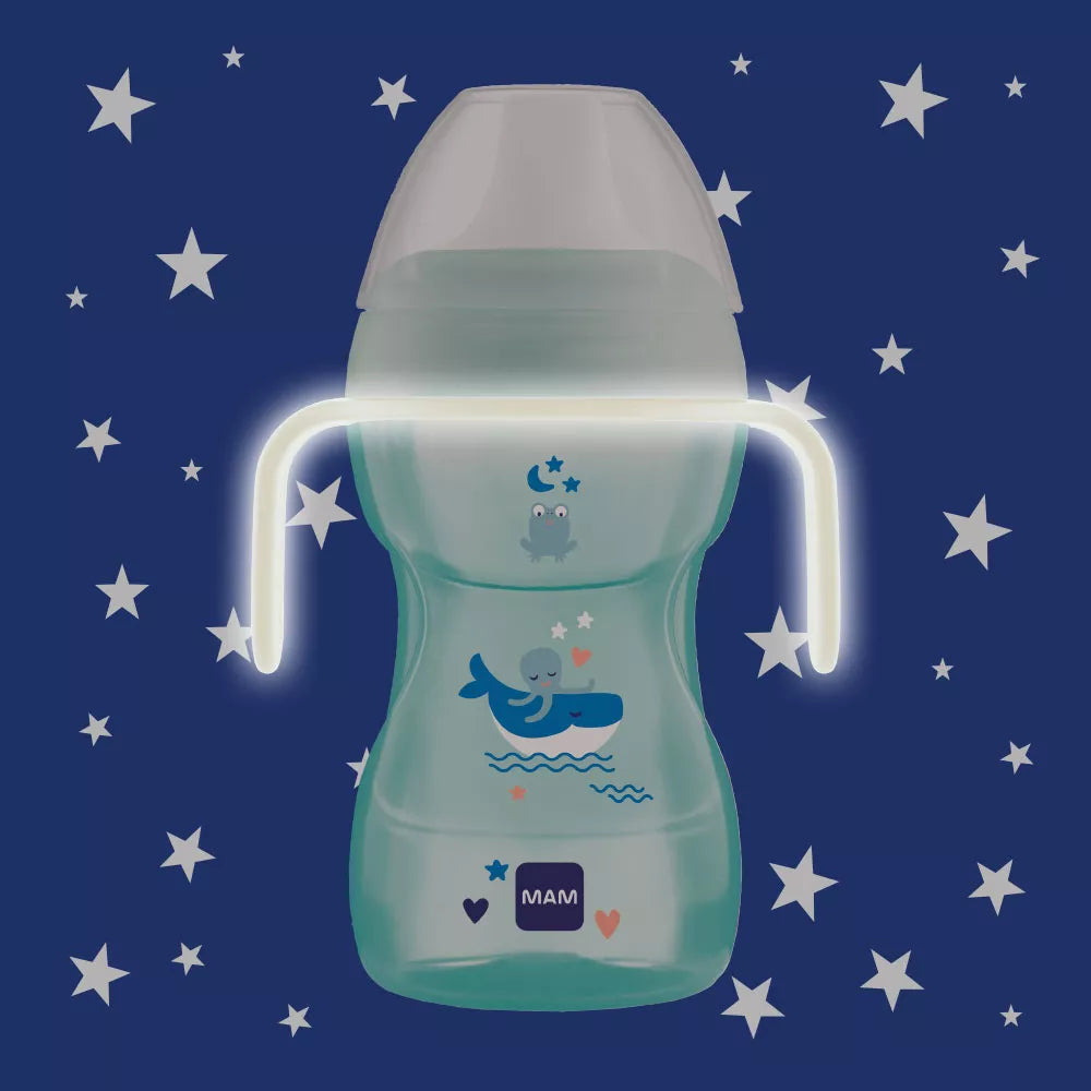MAM cana Fun to Drink Cup Night cu maner fluorescent 270 ml 8m+ Boy Imagine secundară a produsului