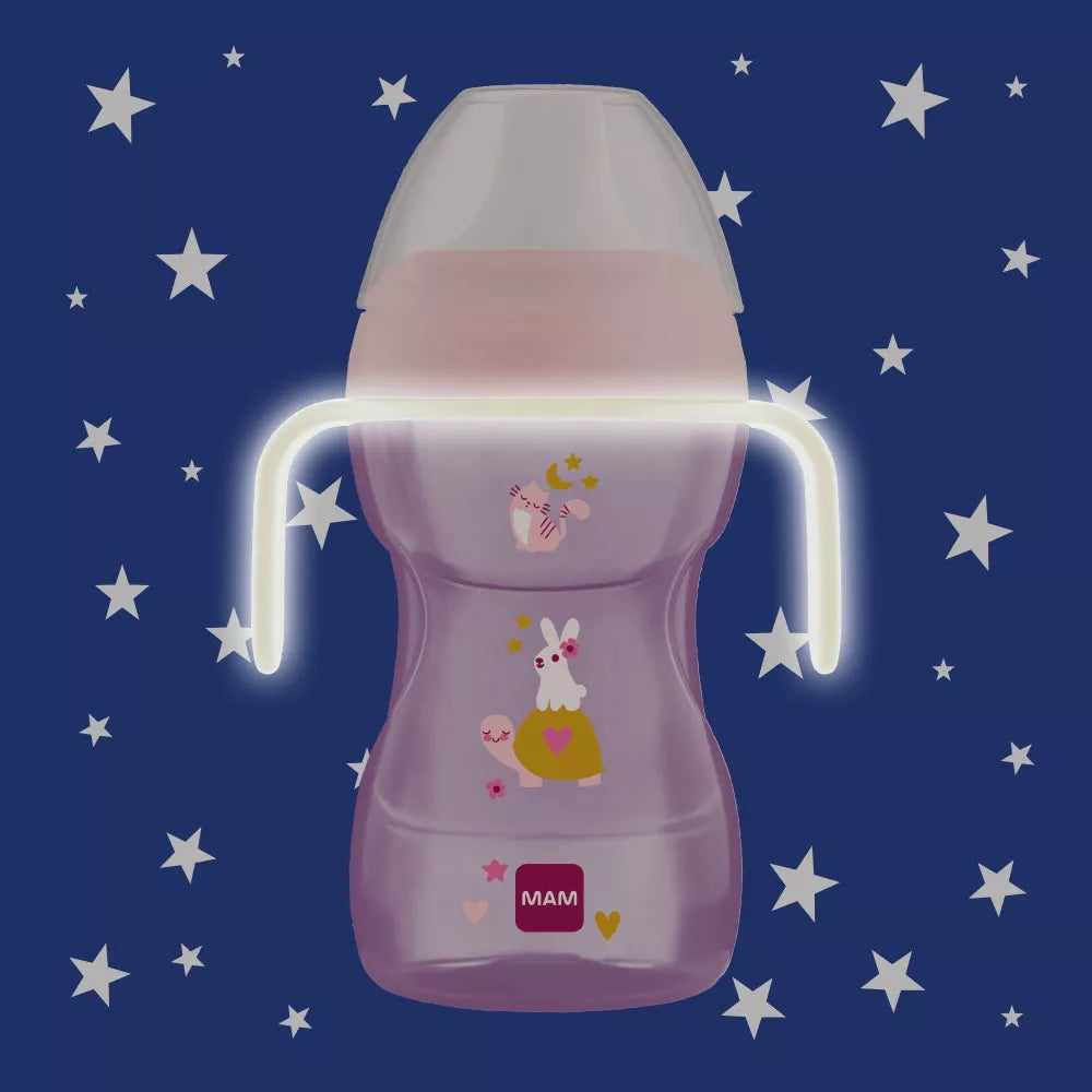 MAM cana Fun to Drink Cup Night cu maner fluorescent 270 ml