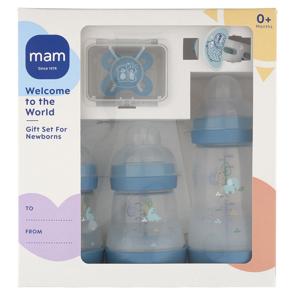MAM set cadou incepator 5 piese Welcome to the World 0m+ Blue animale
