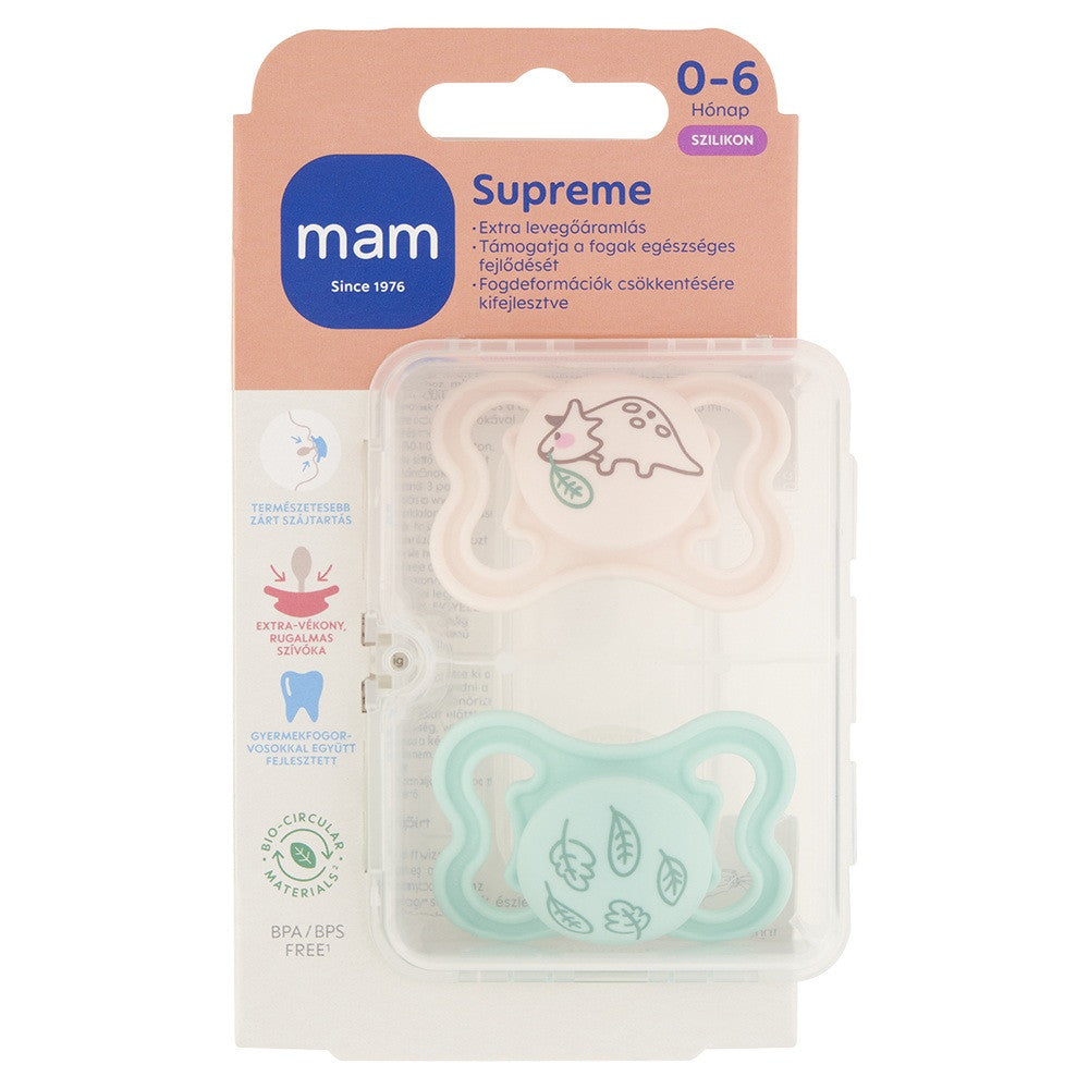 Mam suzeta silicon Supreme 0-6 luni 2 buc Animal