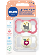 Mam suzeta silicon Supreme Night 16m+ 2 buc Fete