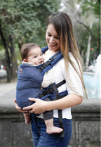 Manduca XT marsupiu ergonomic din bumbac organic 3.5-20 kg Denimblue-toffee