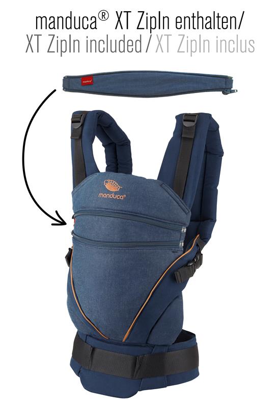 Manduca XT marsupiu ergonomic din bumbac organic 3.5-20 kg Denimblue-toffee