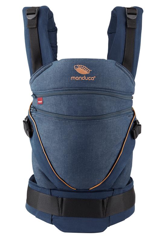 Manduca XT marsupiu ergonomic din bumbac organic 3.5-20 kg Denimblue-toffee