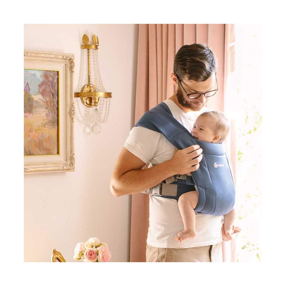 Ergobaby marsupiu Embrace 0-18 luni (3.2 - 11.3 kg) Soft Navy