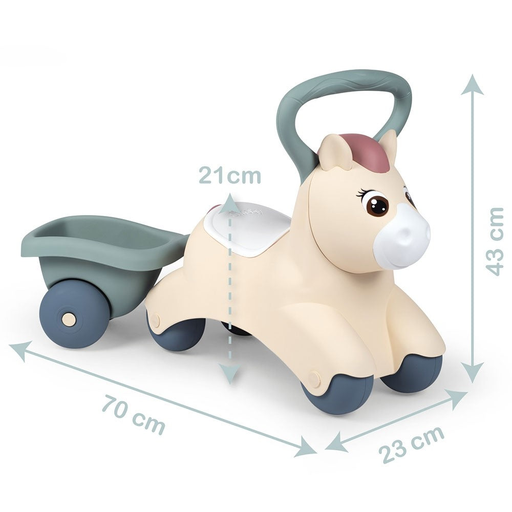 smoby-antepremergator-masinuta-de-impins-pony-cu-remorca-12m-s7600140502
