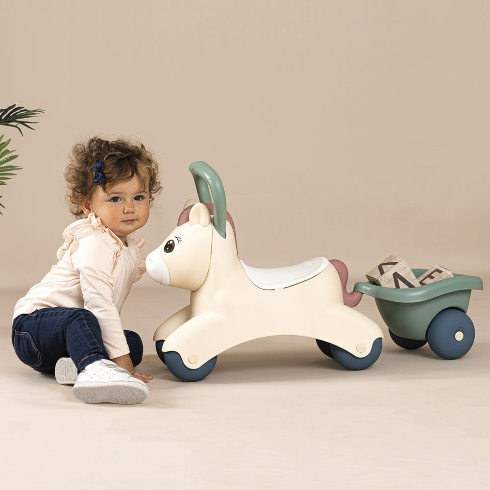 smoby-antepremergator-masinuta-de-impins-pony-cu-remorca-12m-s7600140502