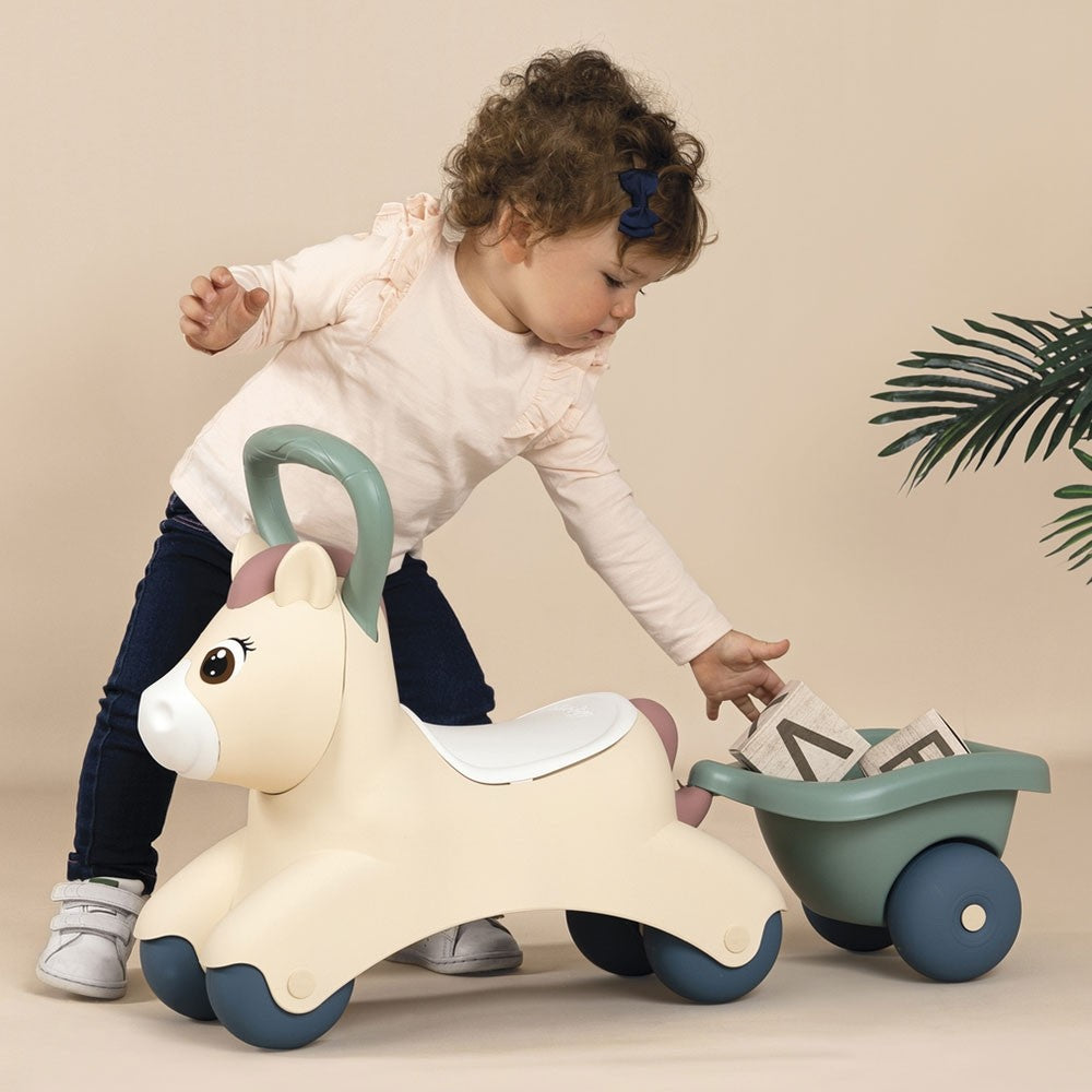 smoby-antepremergator-masinuta-de-impins-pony-cu-remorca-12m-s7600140502