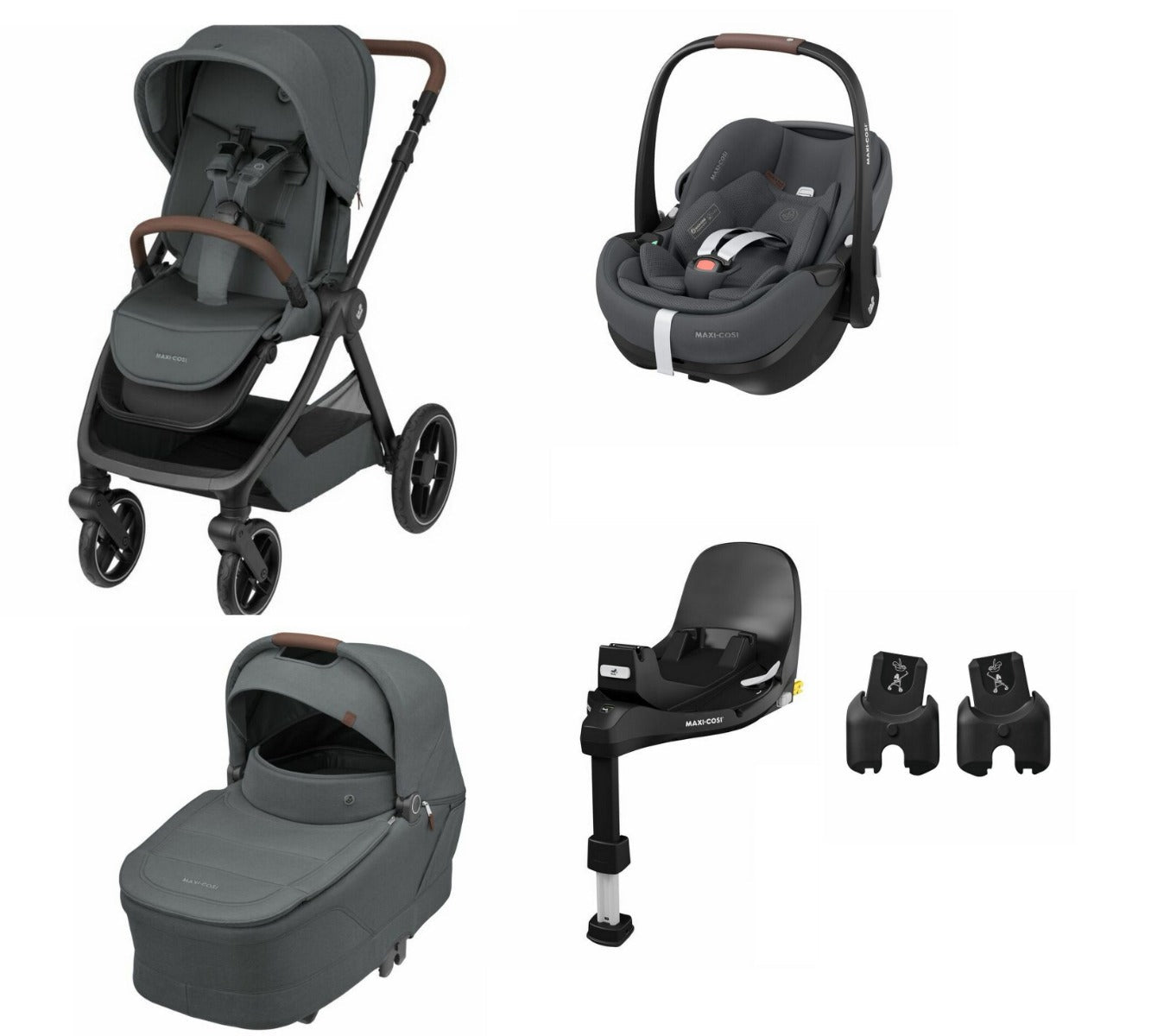 Maxi Cosi carucior 3in1 Oxford 0-22 kg + BAZA CADOU Twillic Graphite Imagine principală a produsului