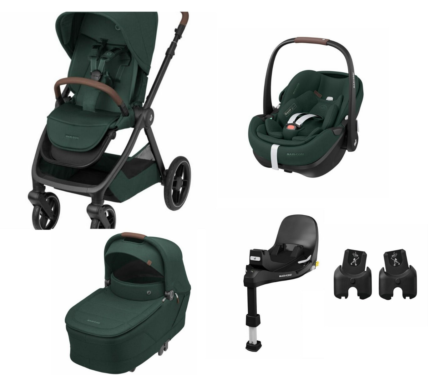 Maxi Cosi carucior 3in1 Oxford 0-22 kg + BAZA CADOU Twillic Green Imagine principală a produsului