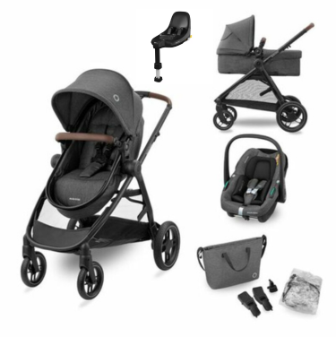 Maxi Cosi carucior 4in1 Zelia S Trio cu baza FamilyFix S i-Size 0m+ Dark Grey