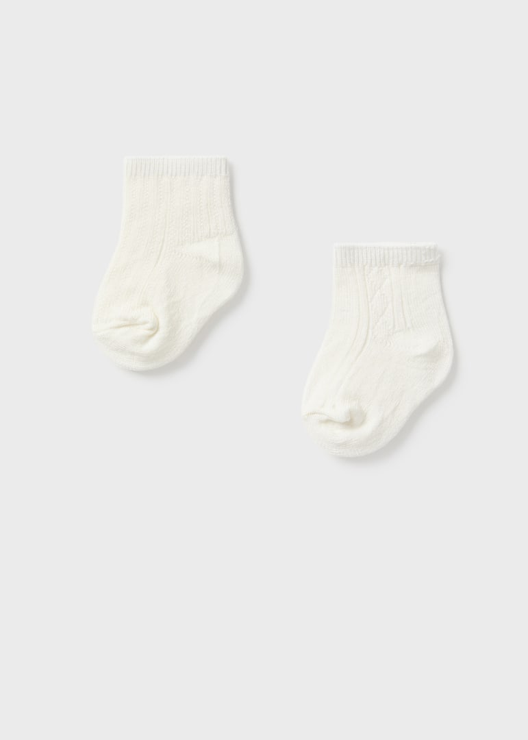 Mayoral 2 perechi de sosete baieti cu bumbac 0-18 luni, Off-white