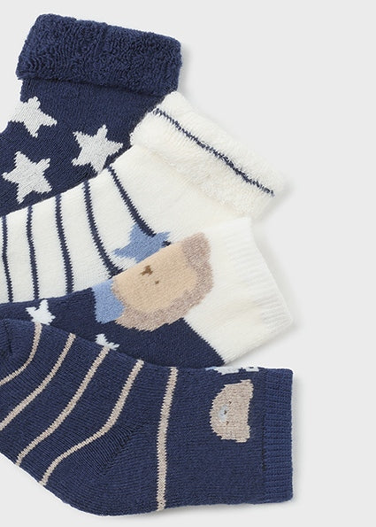Mayoral 4 perechi de sosete baieti cu bumbac 0-18 luni, Navy blue Imagine secundară a produsului