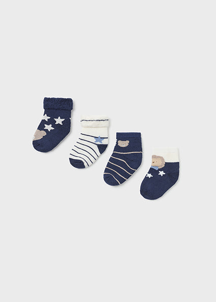 Mayoral 4 perechi de sosete baieti cu bumbac 0-18 luni, Navy blue